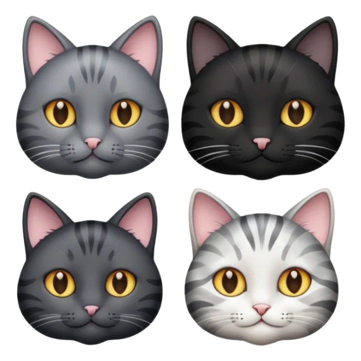 one black cat one gray cat one gray and white cat sticker