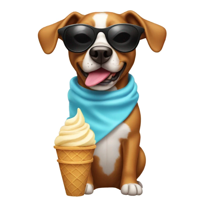 Dog wearing sunglasses and eating ice cream  sticker