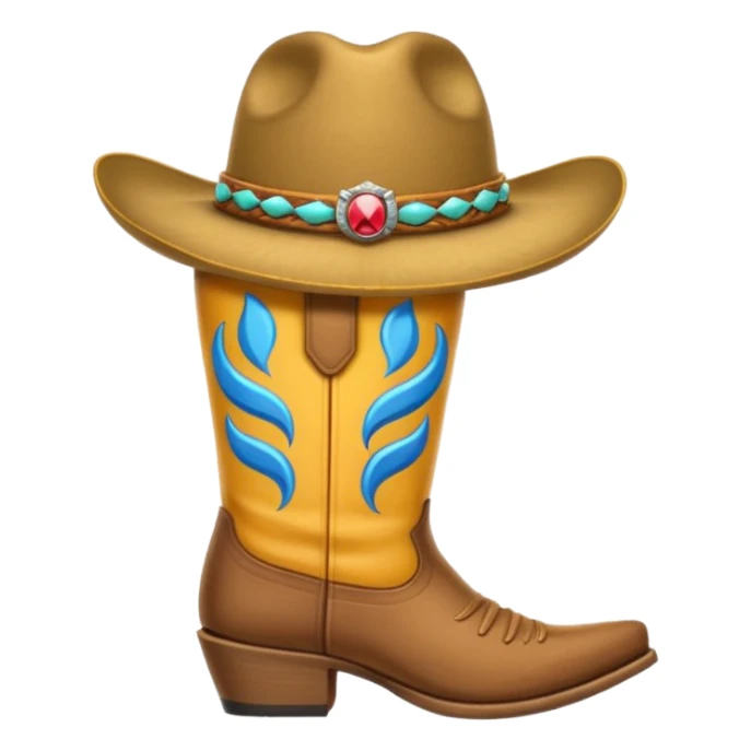 Emojis de botas vaqueras con un sombrero arriba sticker