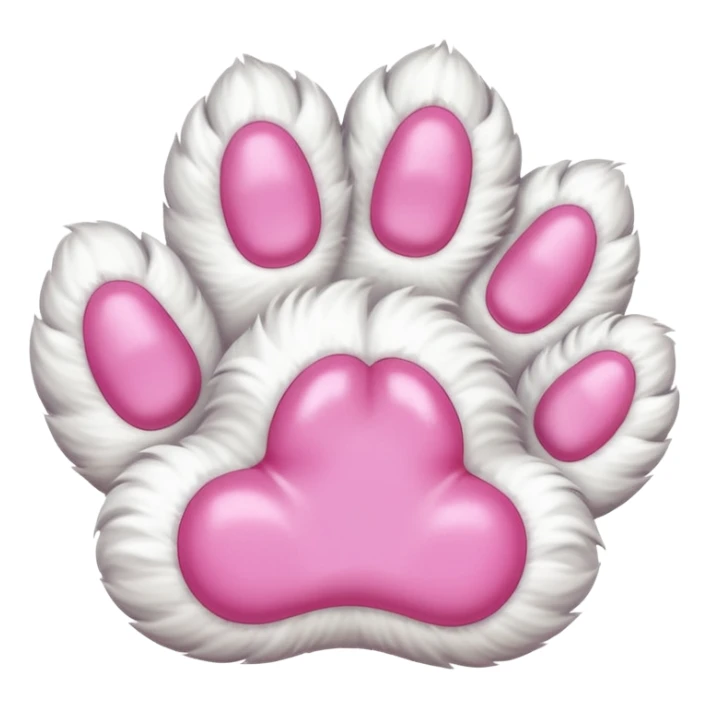 Fluffy white cat paw with six toes and claws sticker