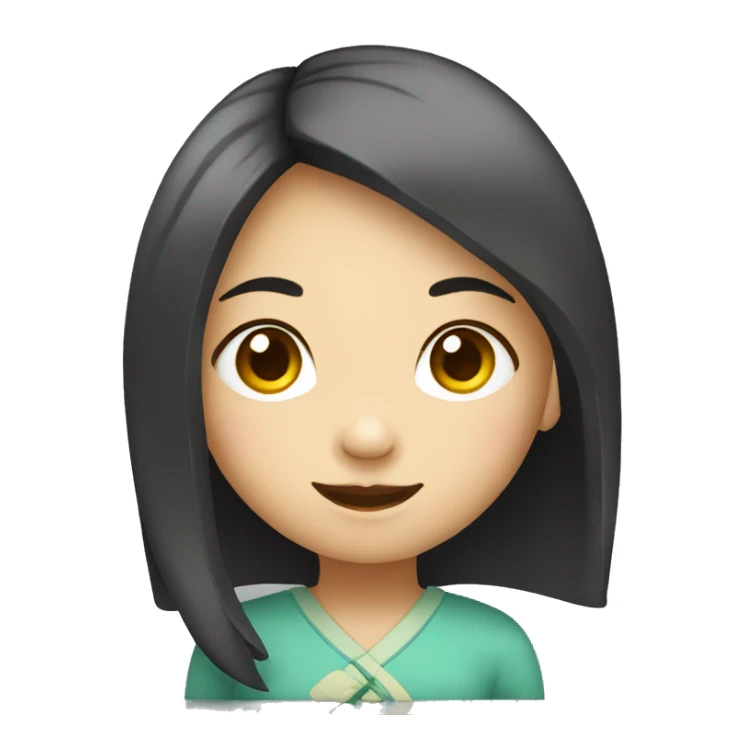 chinese girl, round smiley face sticker