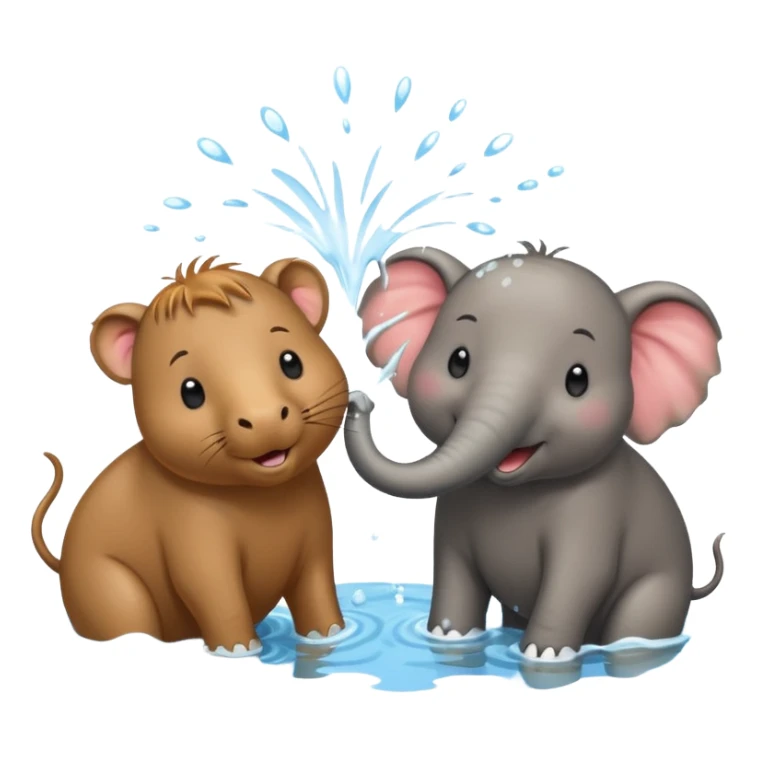 capybara and an elephant play happily with each other on water sticker