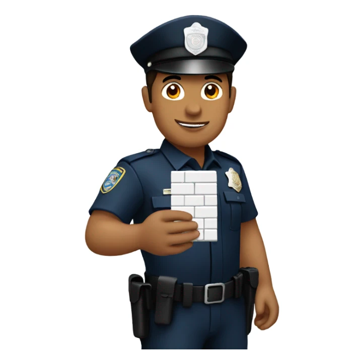 hispanic police holding a white brick sticker