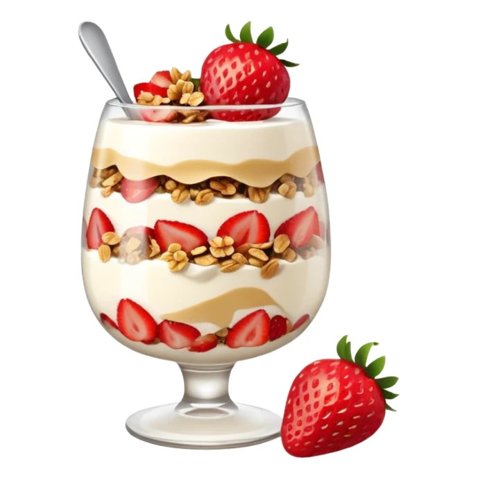 yogurt parfait with layers of granola and strawberries  sticker