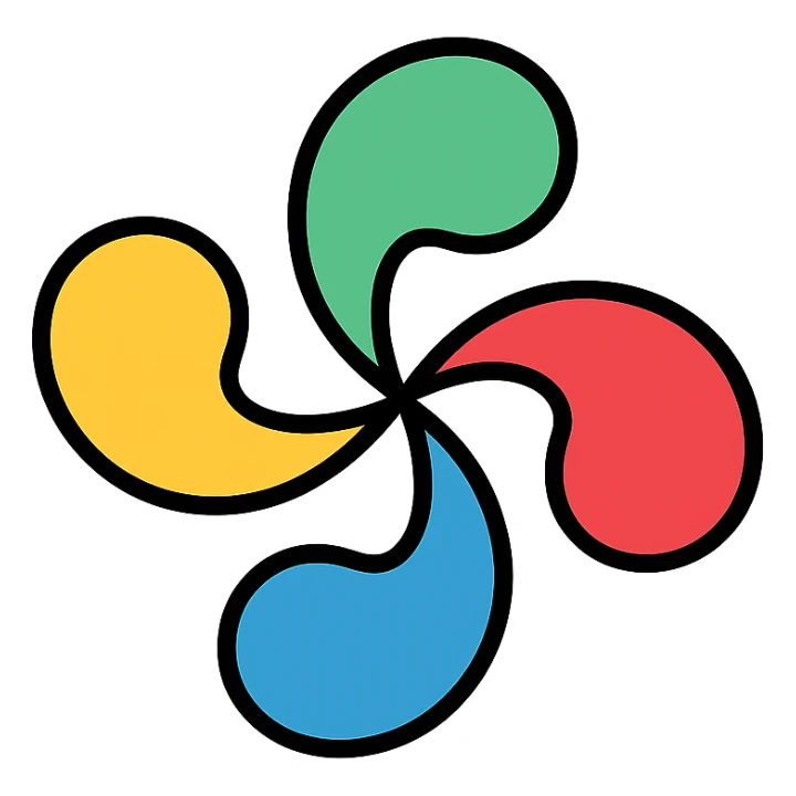 lauburu (Basque cross) icon with lineal color and black outlines sticker