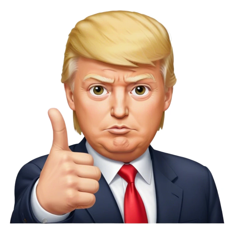 Super realistic Donald Trump pointing index finger up, realistic face sticker