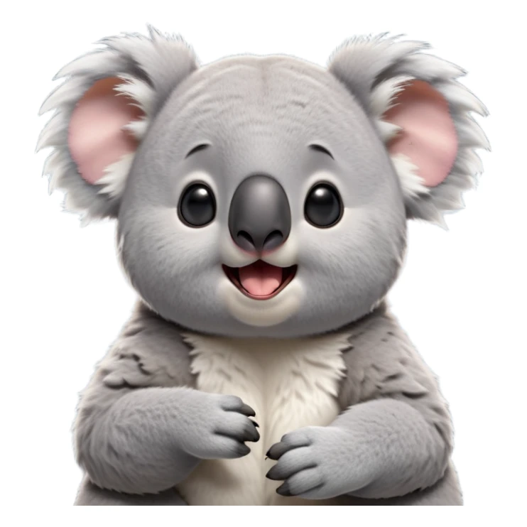 cinematic-cute-yawning-realistic fluffy koala-portrait-emoji,-head-tilted-slightly-with-a-dramatic,-wide-open-yawn,-showcasing-a-soft,-downy-grey-fur-with-drooping-ears-and-round-eyes-barely-open-in-drowsy-contentment,-simplified-yet-irresistibly-adorable, realistic fluffy sticker