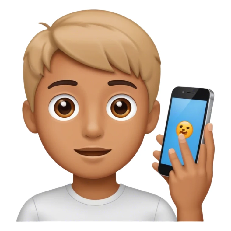 a boy recording a video with phone sticker