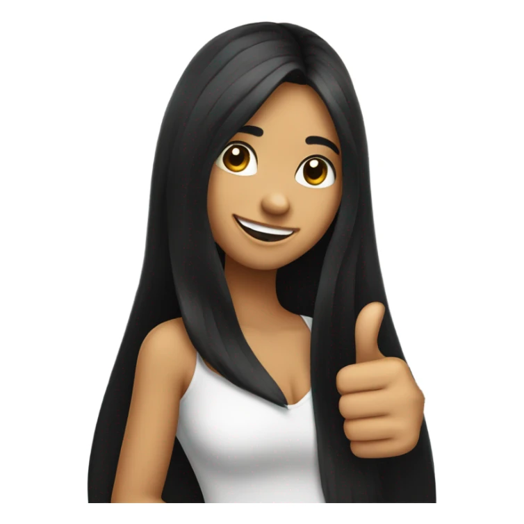 a girl with long black hair thumbs up sticker