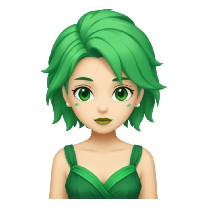 green dress old character, green hair. sticker