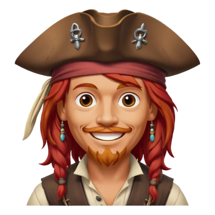 Jack Sparrow, red hair, cheerful smile sticker
