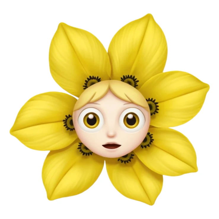 five leaved yellow anemone eyes mouth sticker