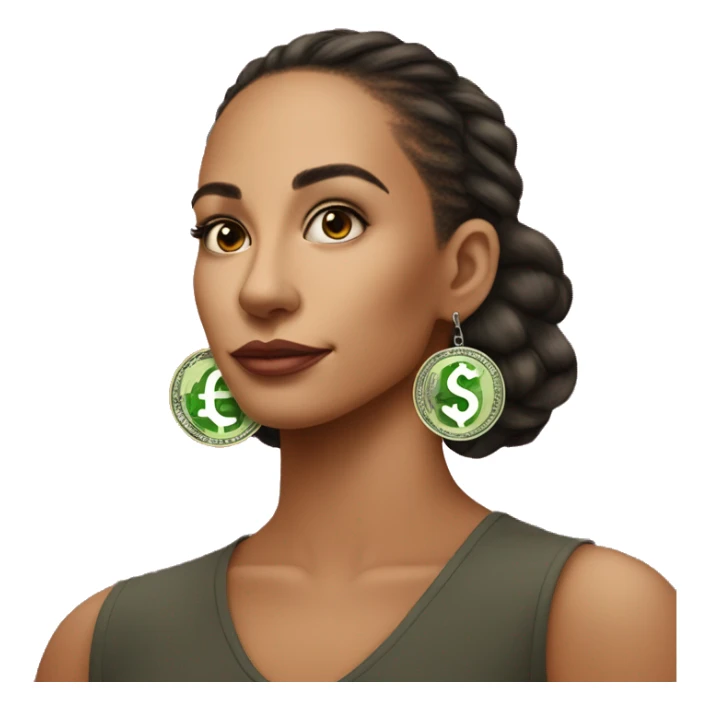 $  symbol dollar  shaped earings woman wearing sticker