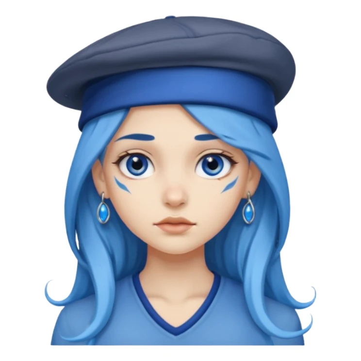 blue long hair killing looks in gray girl with hats sticker