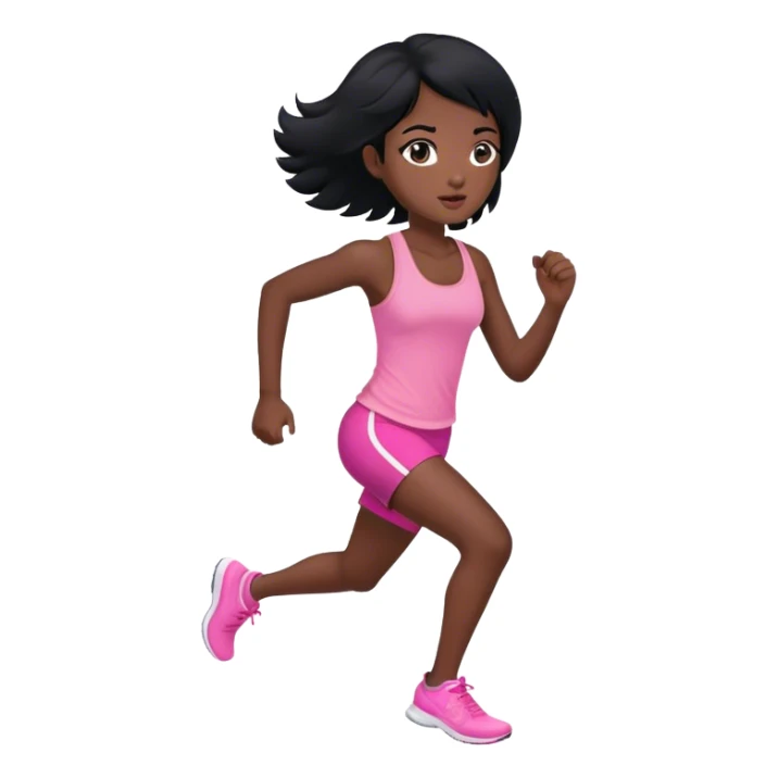 black hair girl pink tank top running sticker