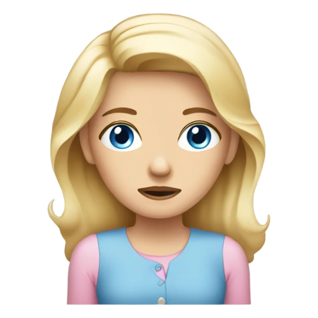 sad wmotion. blonde woman. blue eyes. light pink shirt sticker