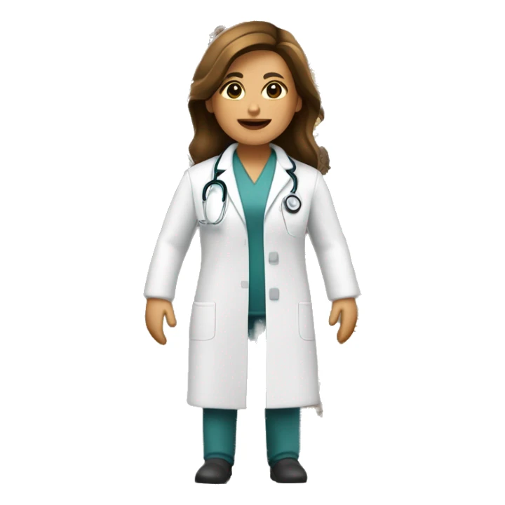 doctora de piel blanca con pelo castaño oscuro ondulado y largo sticker