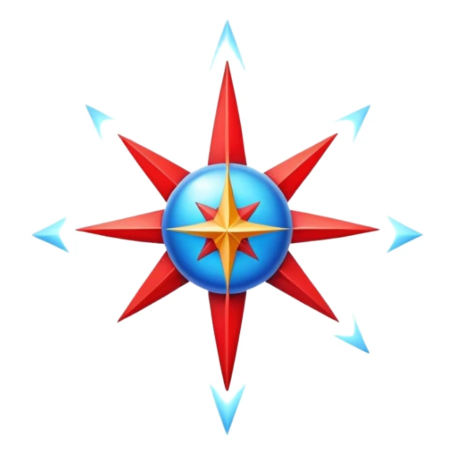 Blue morning star with red core, space navigation symbol sticker