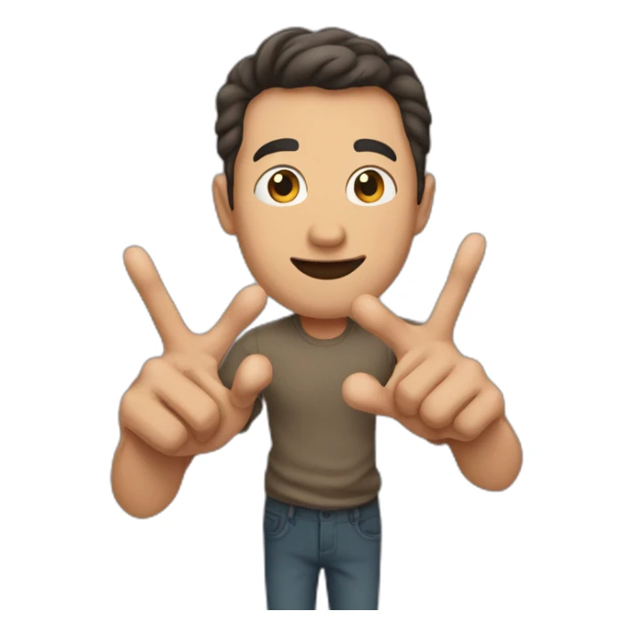 man with one very small and one very big hand sticker