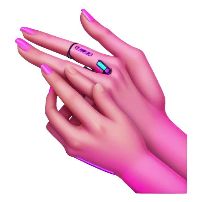 Neon cyberpunk style 
male hand holding female sticker