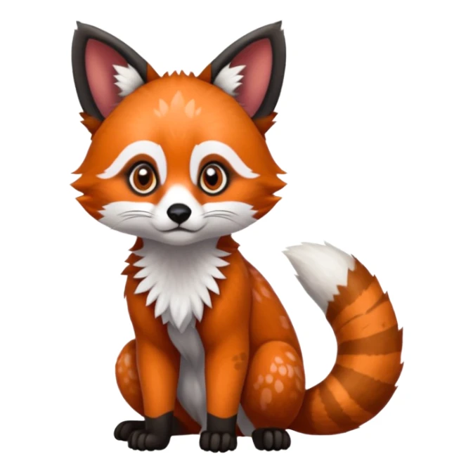 Black-eared Realistic patterned speckled flurry scaly 4-legged quadrupedal Red-Panda-Caracal-Munchkin-Kitten-Lemur-Raccoon-Dog-Red-Fox-animal-fusion-hybrid, Full body sticker
