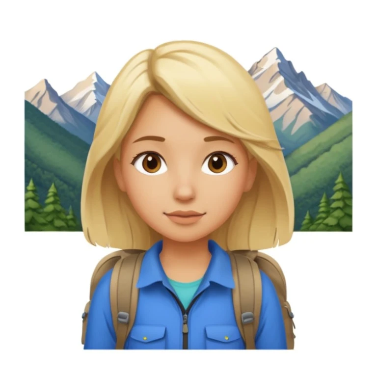 girl backpacking, travelling mountains background sticker