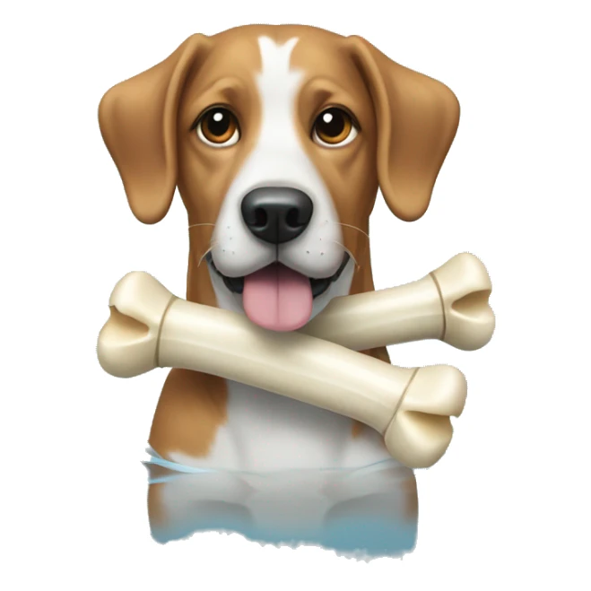 Dog with bone contact ear buds swimming sticker