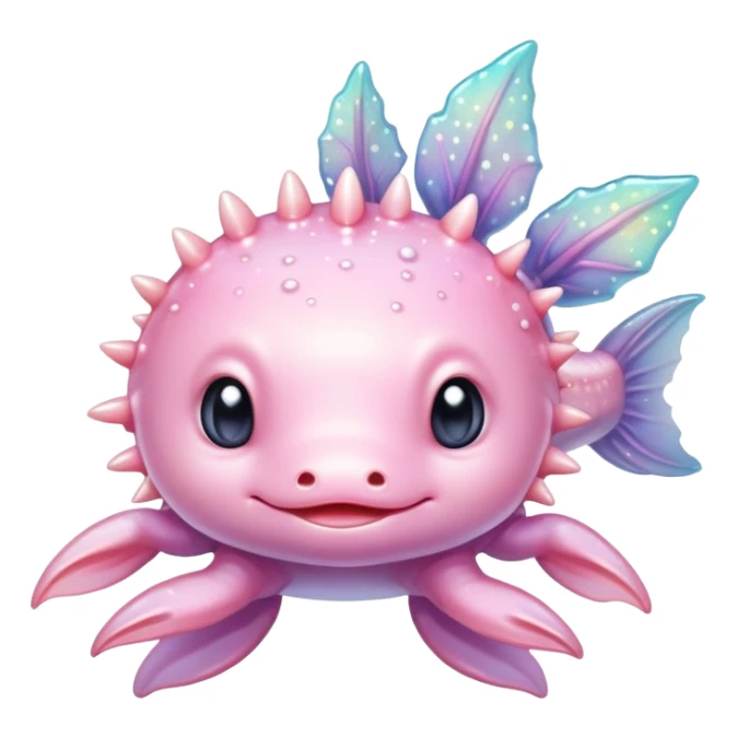Sparkly glossy Pastel iridescent cute baby  axolotl sticker