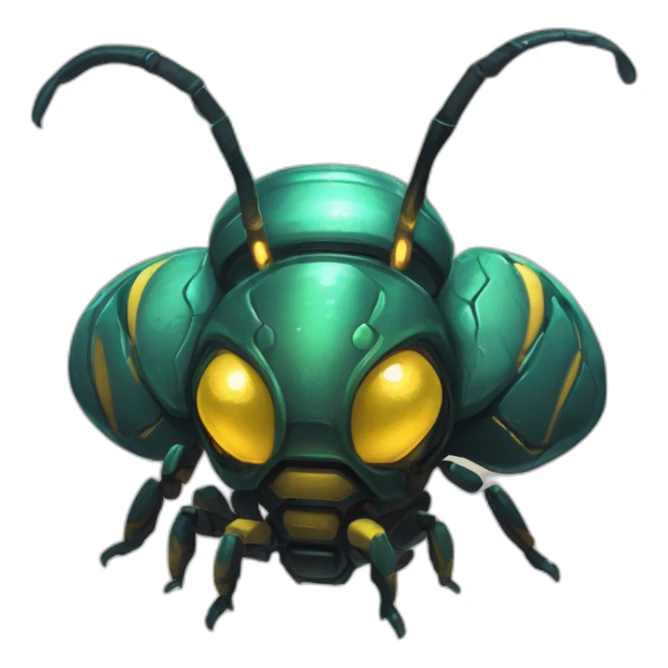 alien roboti bee creature  monster scifi roguelike rpg style inspired by slay thee spire sticker