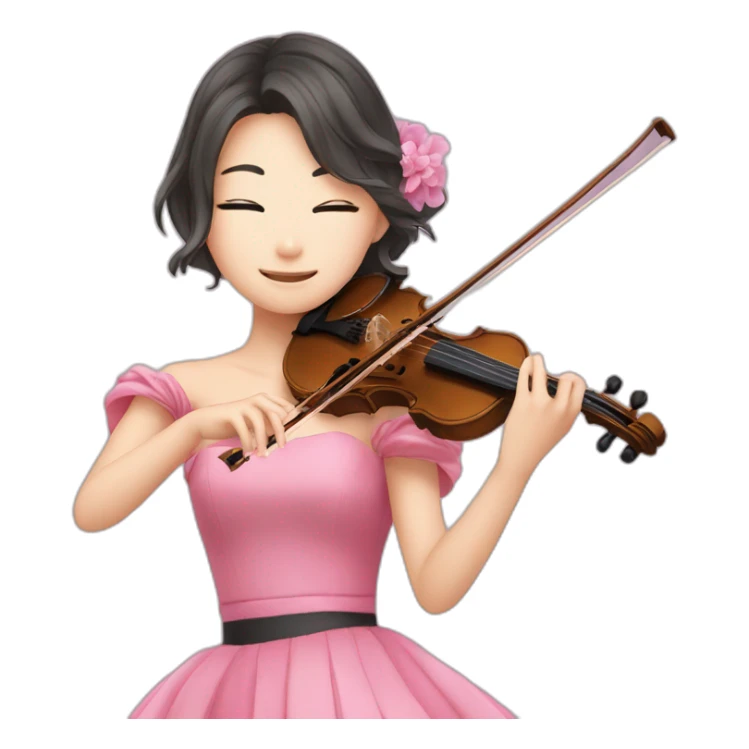 Miyazono Kaori playing violin in a pink dress sticker