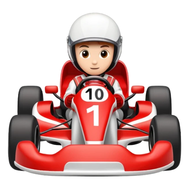 Kart With Body Color Is Red And White With Number Is 1 sticker