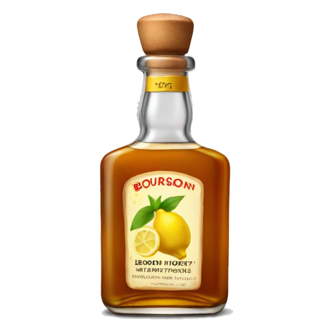 Bourbon bottle with ginger, Lemon and Honey sticker