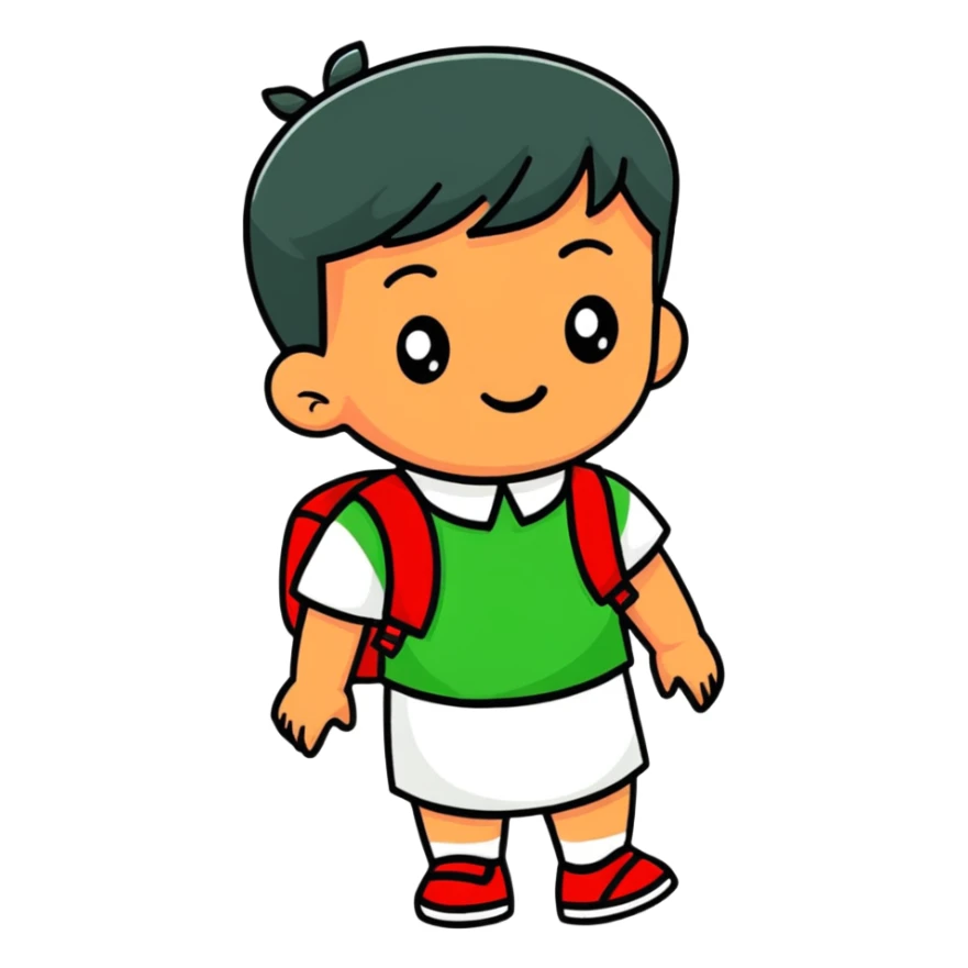 Indonesian child celebrating independence day with red and white accessories sticker