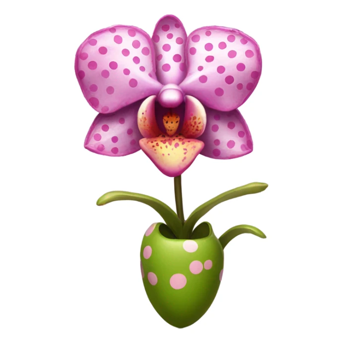 Sparking pink heart orchid flower with polka dots sticker