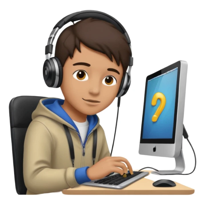GenZ boy with headphones on and look like editor sticker