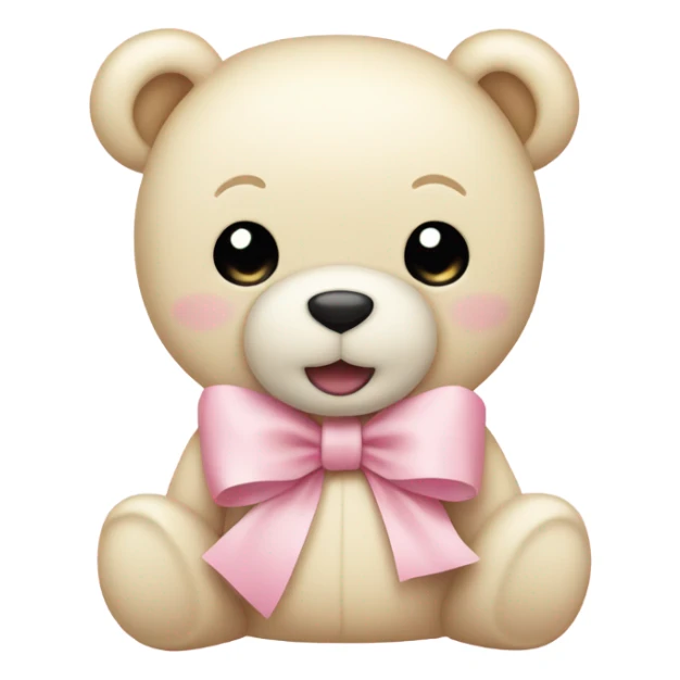 cream colored teddy bear with pastel pink bow sticker