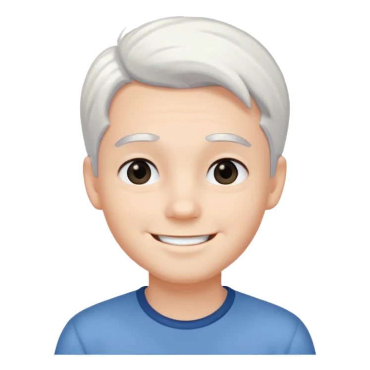 pure white hair,black eyebrow,cute Boy, smile face sticker