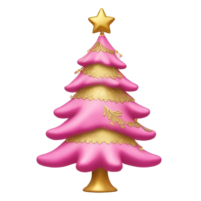 pink christmas tree with gold ornaments sticker