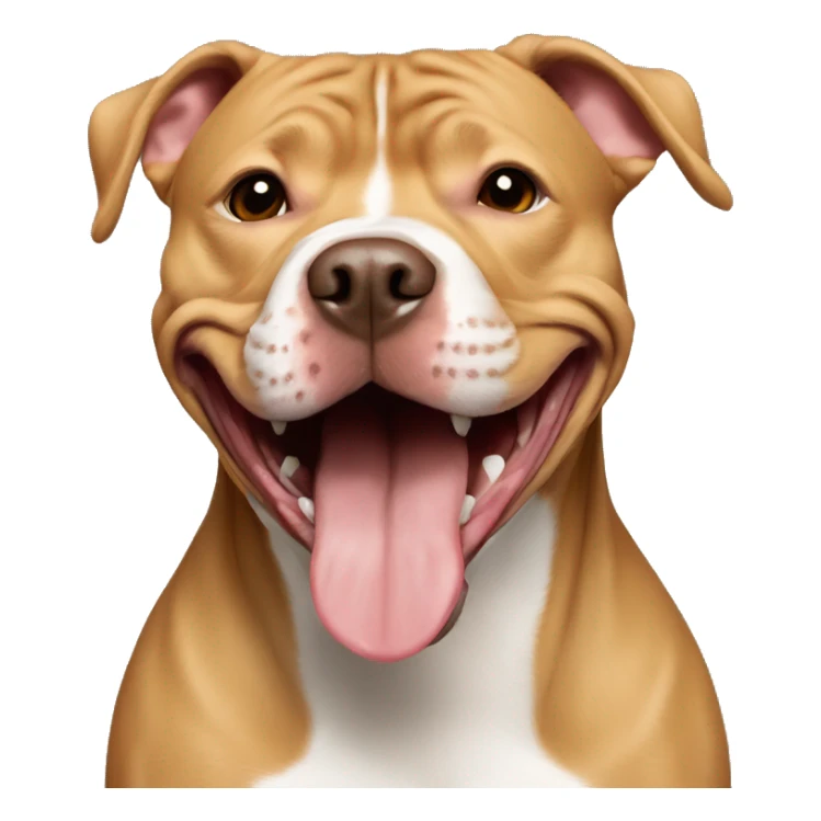 light brown american pitbull terrier, smiling, without white spot sticker