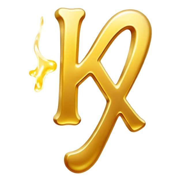 Ethereal golden vitamin K2 symbol floating beside a luminous glowing bone. The K2 symbol emits gentle rays of light that flow toward the bone, causing it to shine with a strengthening golden aura. sticker