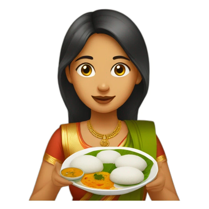 Girl with idli sambhar sticker