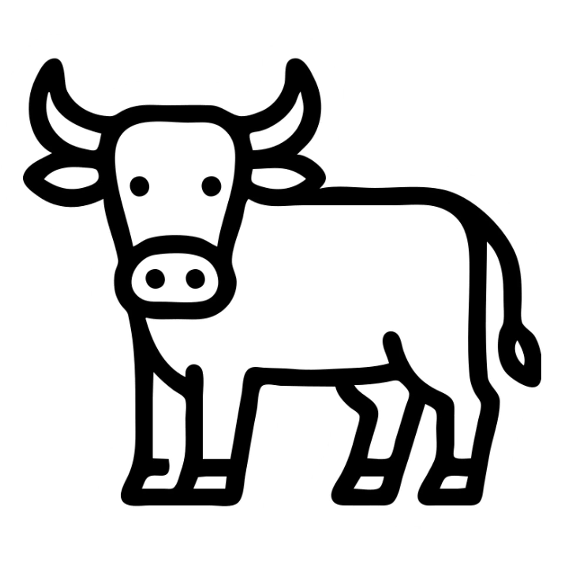 simple ox icon, minimalist and bold, clean black outlines, no fill, modern icon style sticker