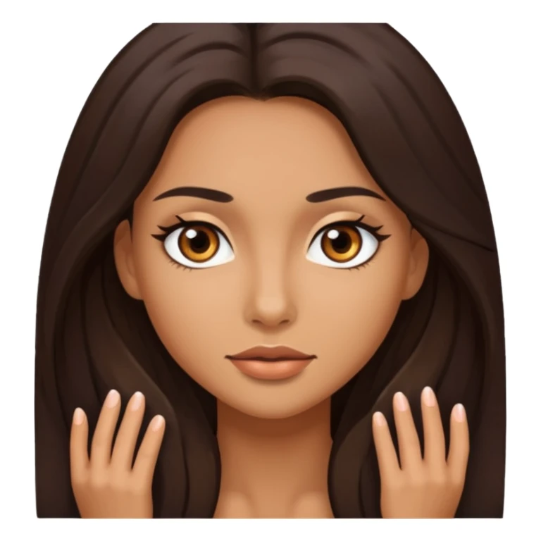 Mujer de frente cabello largo cafe oscuro ojos cafés oscuros  sticker