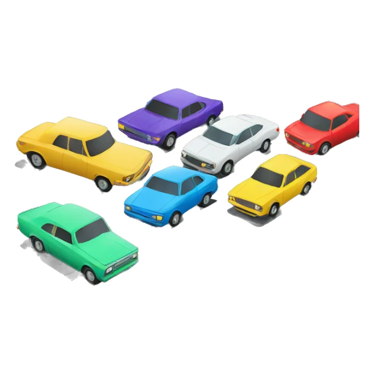 cars of different colors in a row on road sticker