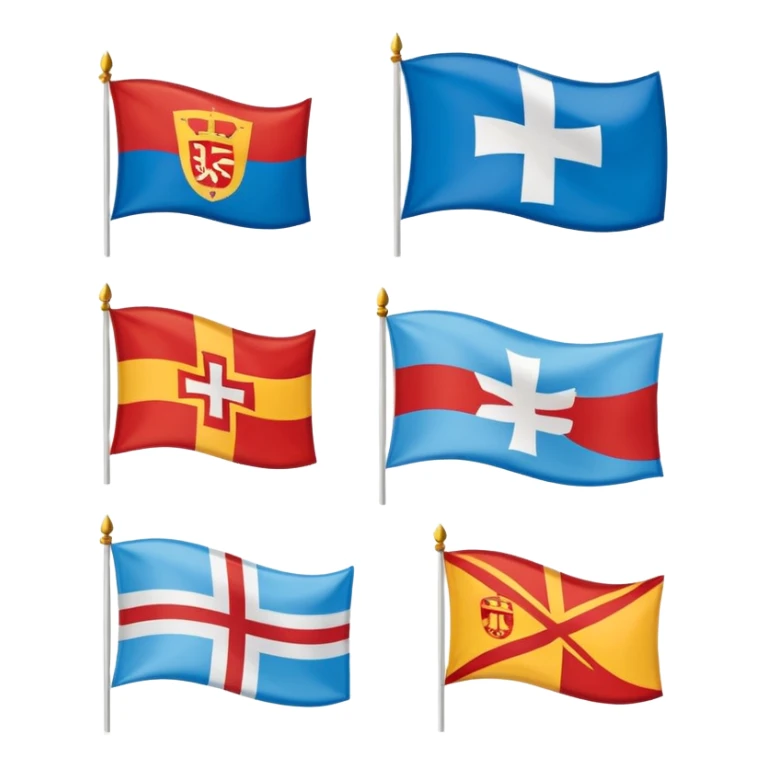Generate a galician flag, a basque flag, a catalan flag, a breton flag, a corsican flag, a occitan flag, a samis flag and a Québec flag sticker