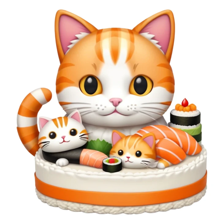 cat with a birthday cake made out of sushi sticker