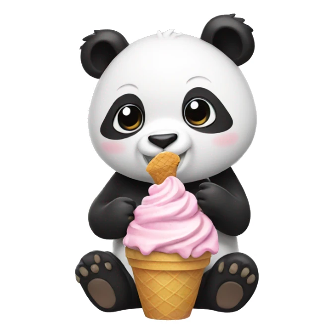 Panda eating ice cream sticker