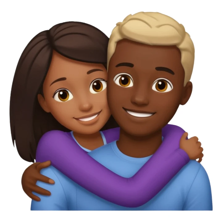 dark skin girlfriend hugs light skin boyfriend sticker