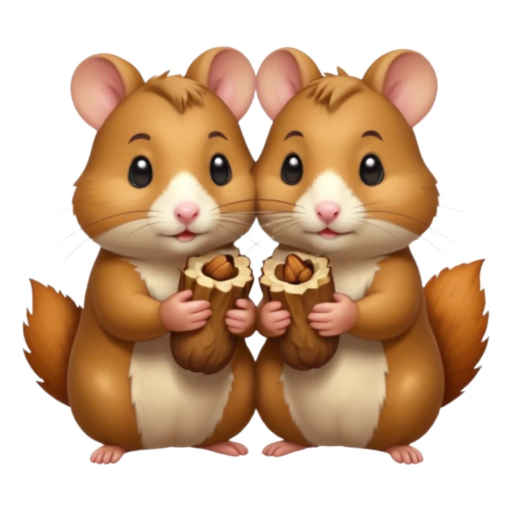 cartoon-style hamster sharing acorns with other cartoon-style hamsters sticker