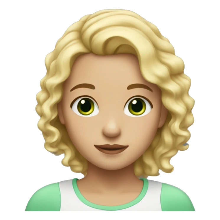 girl with blond wavy middle hair and green eyes sticker